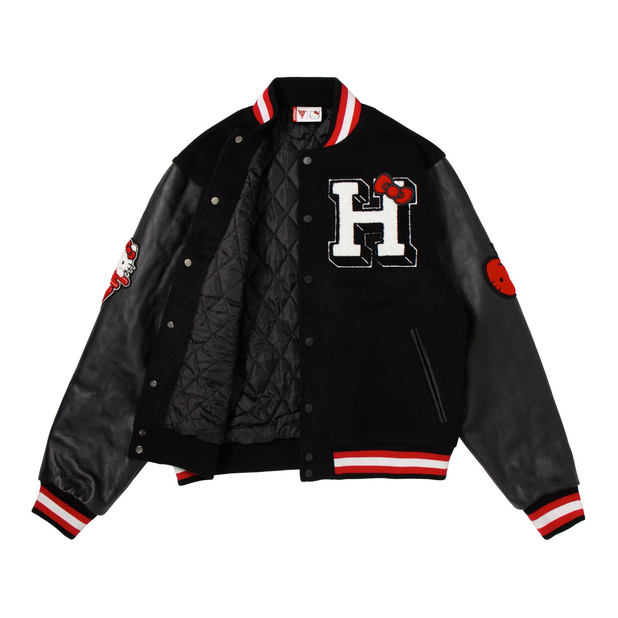 HELLO KITTY APPLES VARSITY JACKET (BLACK) – Hypland