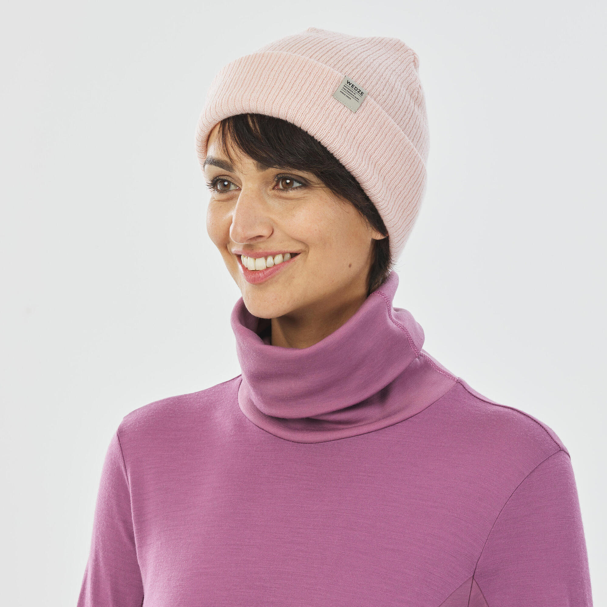 Women's Ski Base Layer Top - BL 900 Wool neck -Pink-image-8