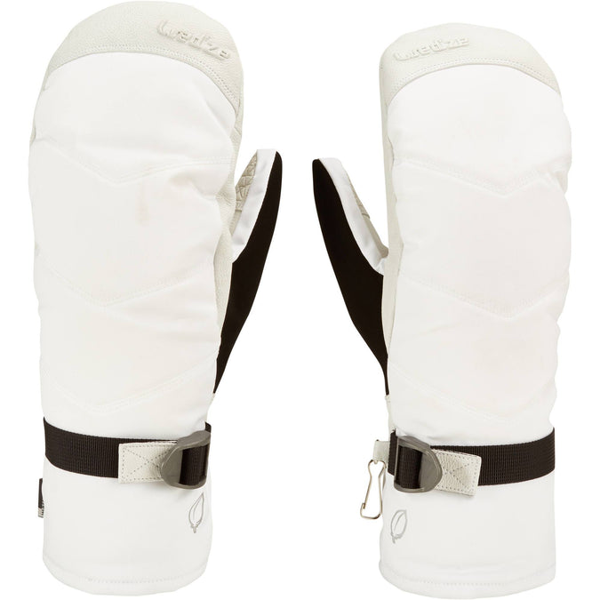 white ski mittens