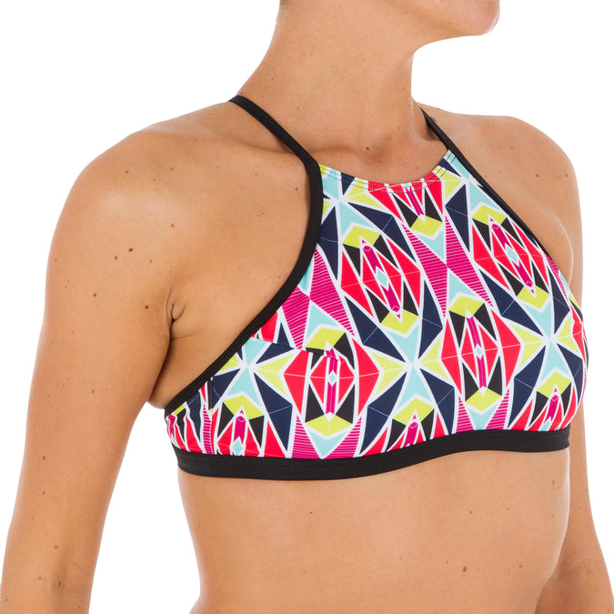 Andrea Women's Surfing Crop Top Swimsuit with Padded Cups - Nila M | Decathlon