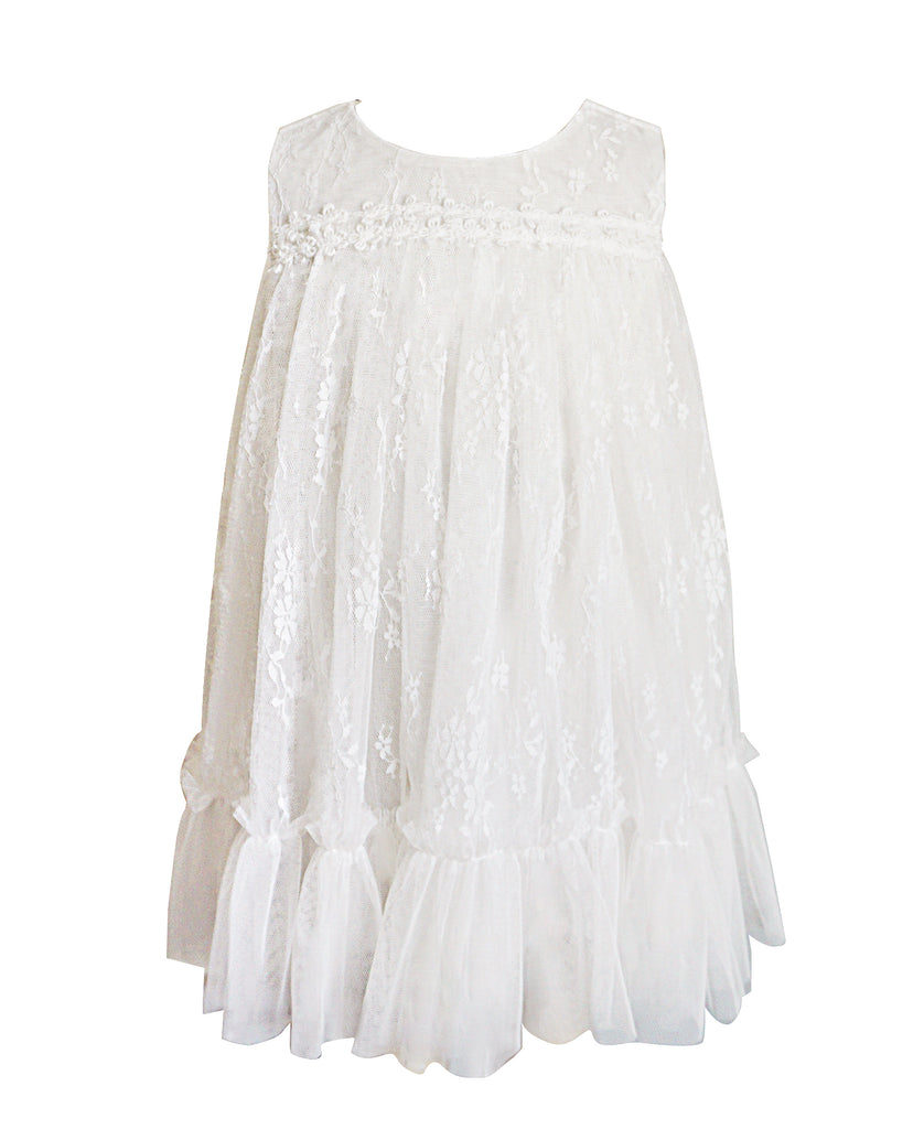 girls white shift dress