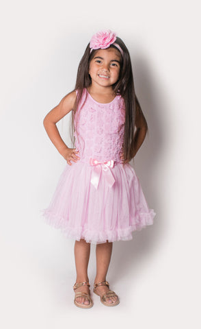 Popatu Baby Girl's Pink 3D Flower Ruffle Petti Dress
