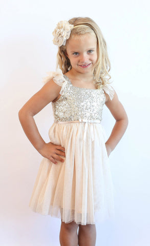 Popatu Little Girls Ivory Sequin Tulle 