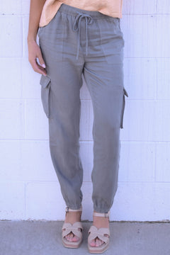 Grey Moss Cargo Tencel Joggers