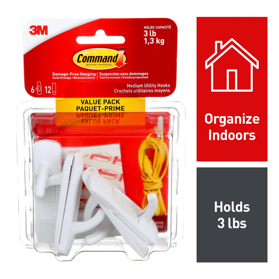 Command™ Wire Hooks 17067CLRC-VP, Clear, Small, 9 Hooks/12 Strips