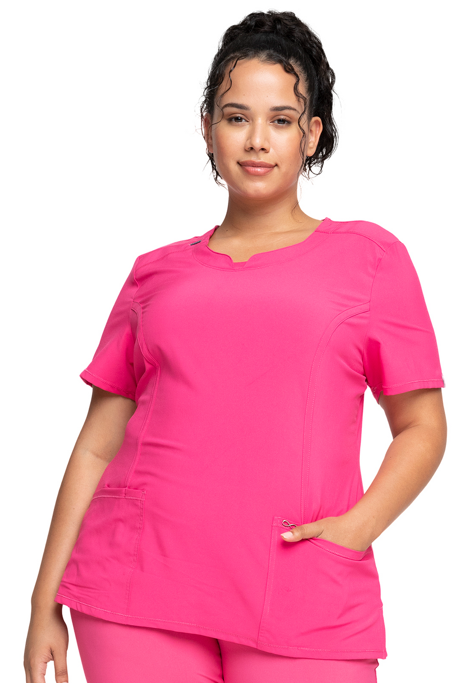 Cherokee Infinity Scrubs Top For Women Round Neck Plus Size 2624A, 3XL,  Frosted Rose Heather 