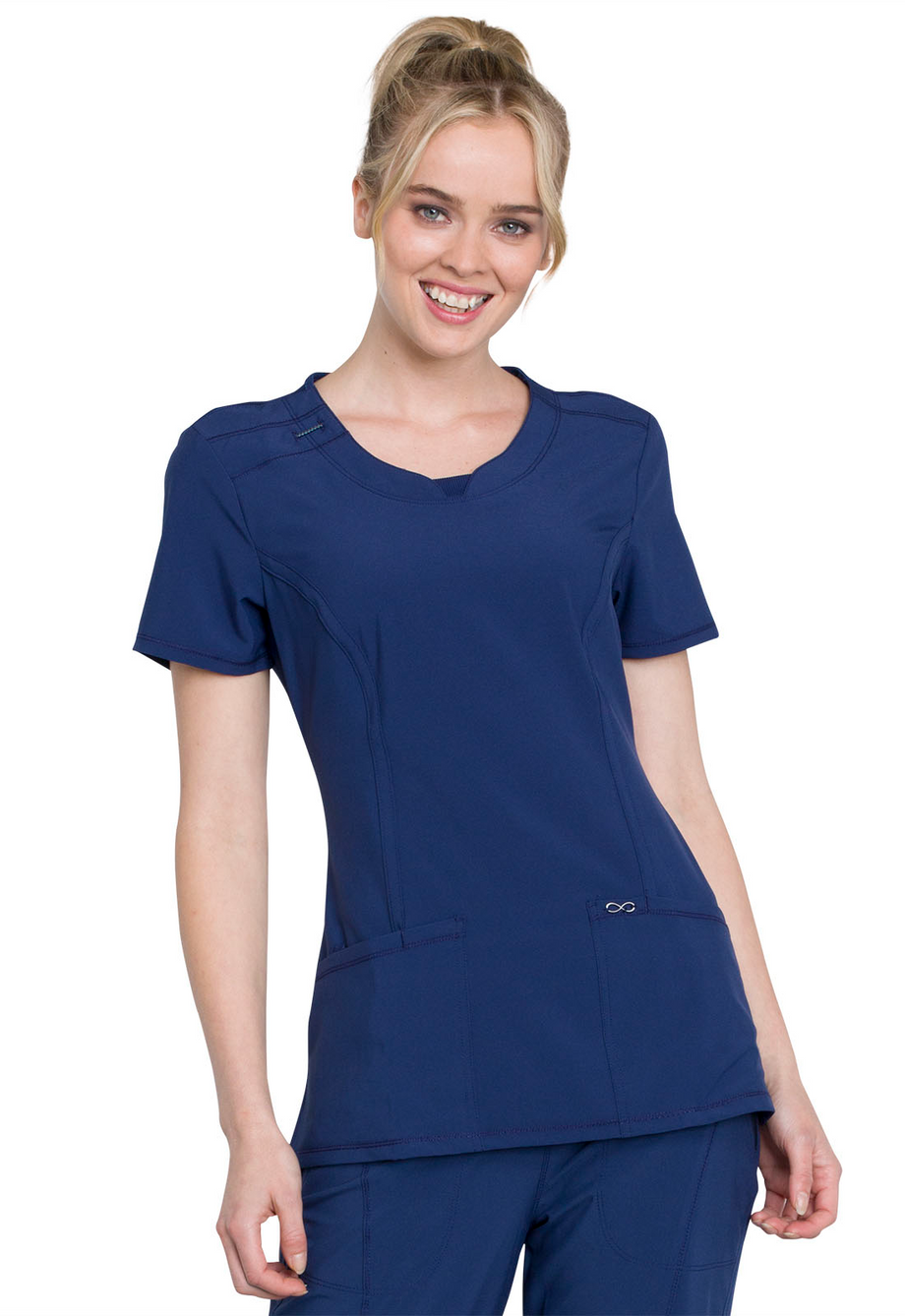 Scrub Top - Cherokee Infinity Women's Round Neck Top - Frosted