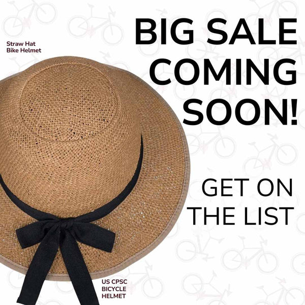 Presenting the ultimate “stand out” cycling helmet! A groundbreaking design that perfectly balances safety and style. The Bike Pretty Straw Hat Bike Helmet is for those tired of feeling like a dork in a regular old bicycle helmet. A big sale is coming soon! Sign up for the list to get early access.