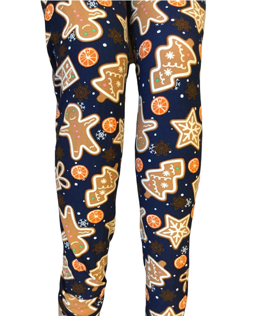 Gingerbread Cookie Print Christmas Print QUEEN SIZE Leggings