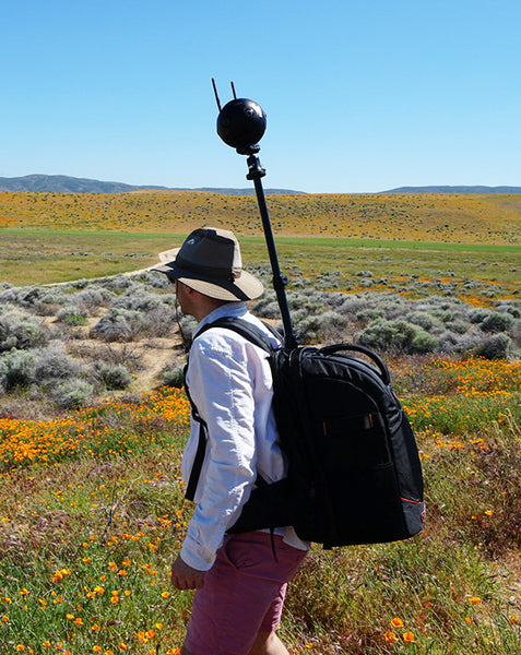 Pictured the Monopole Backpack, MOZA Air 2, Sony A7SII, Action Camera. 