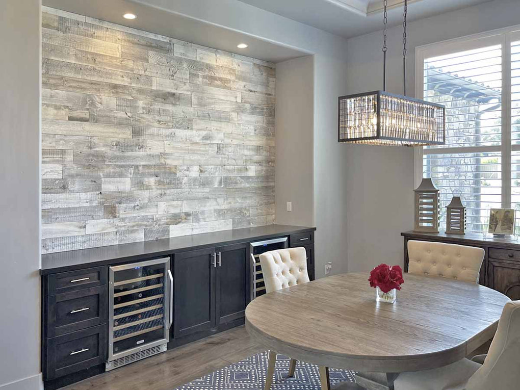 Reclaimed Wood Accent Wall Dining Room