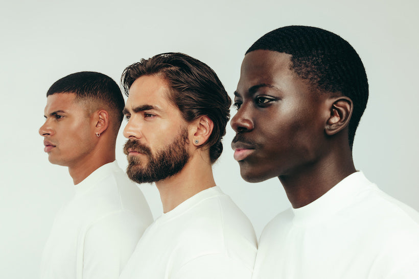 Diverse male skin tones, healthy and flawless skin 