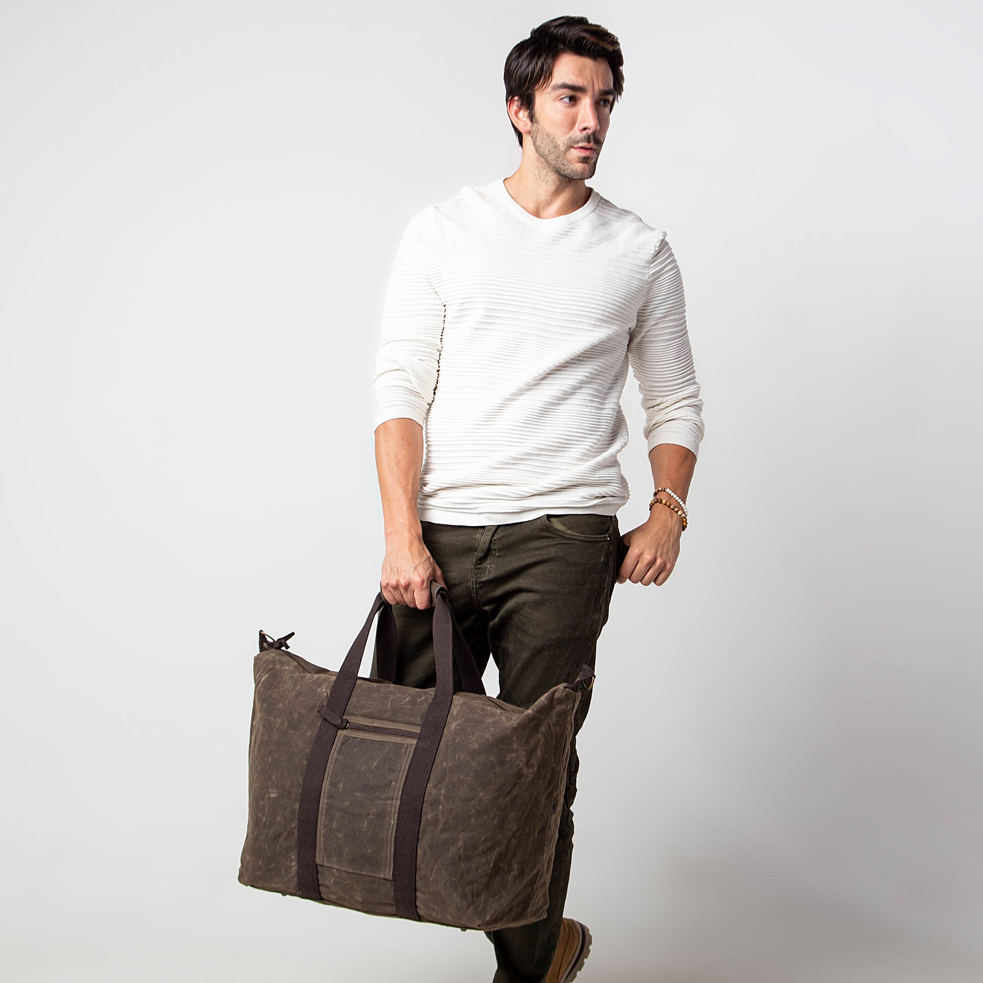 Personalized Mens Duffle Bag - Waxed Canvas - Weekender Large Travel B ...