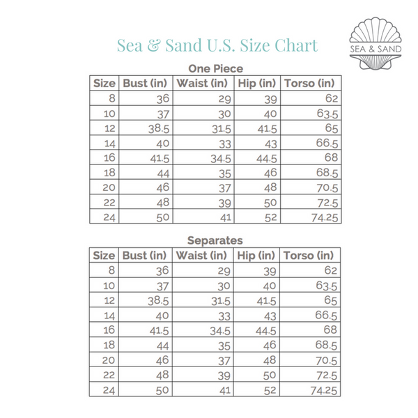 Size Chart | Sea \u0026 Sand Beachwear