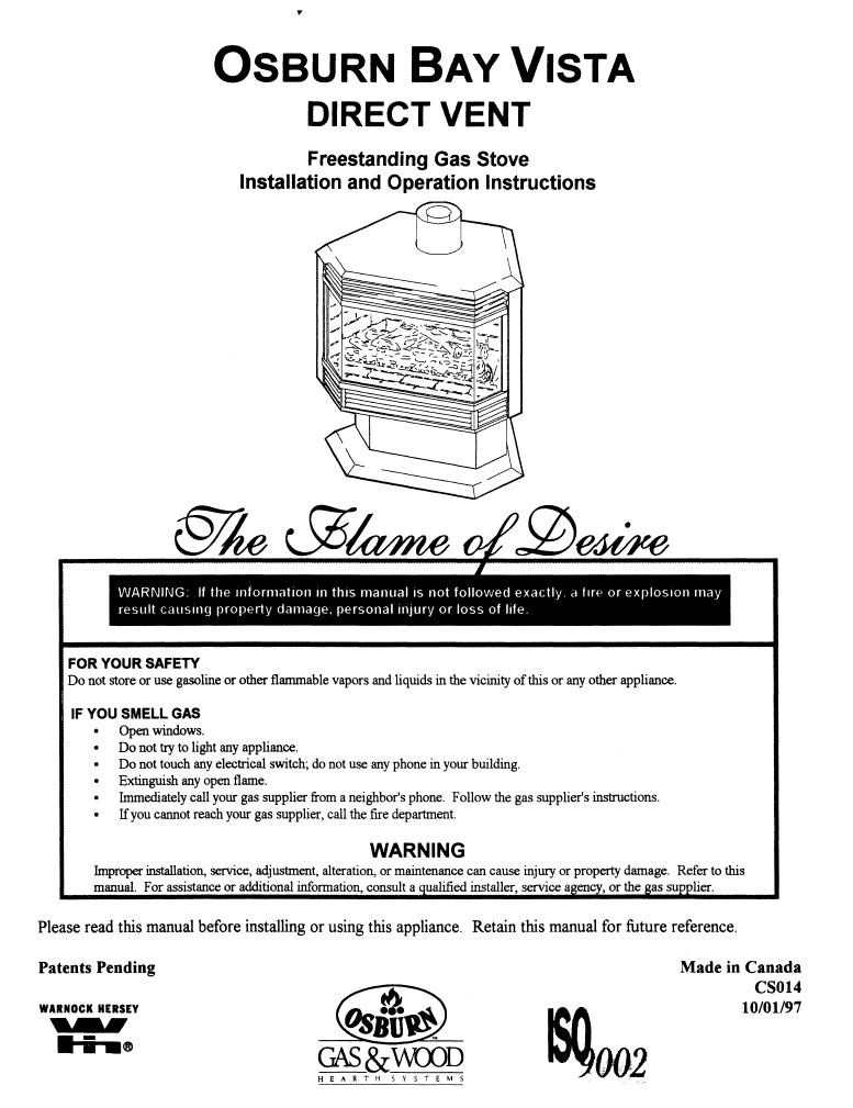 Osburn Bay Vista DV User Manual - Gas_OSBVDV – WoodHeatStoves.com