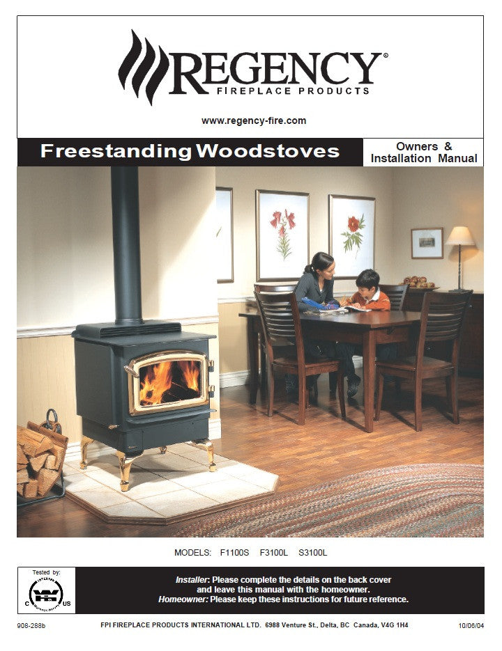 Regency F1100/F3100/F3100L User Manual - Wood_RGFS1100 – WoodHeatStoves.com