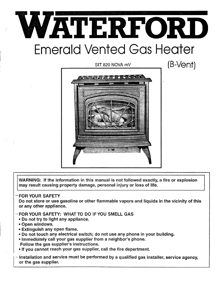 Waterford Emerald BV User Manual - Gas_WFEBVFS – WoodHeatStoves.com