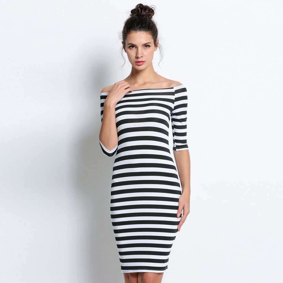Bodycon Dress - Striped – Slim Wallet Company