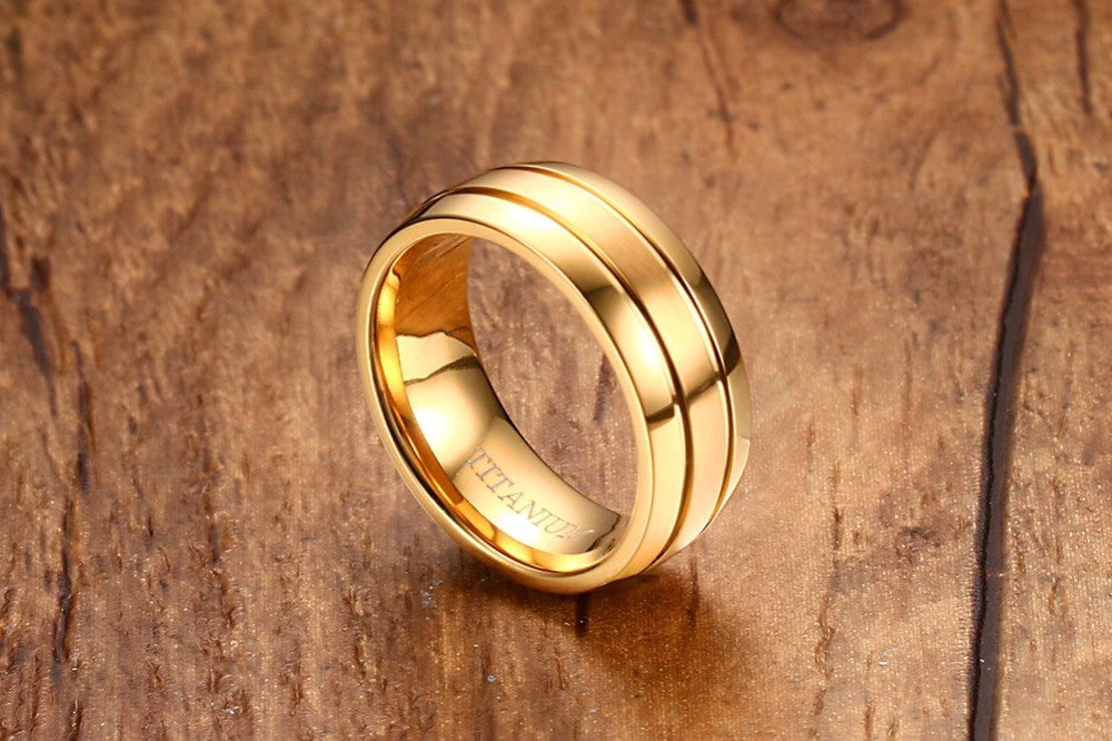 Pure Titanium Gold Plated Ring Matte Finish – Slim Wallet Company