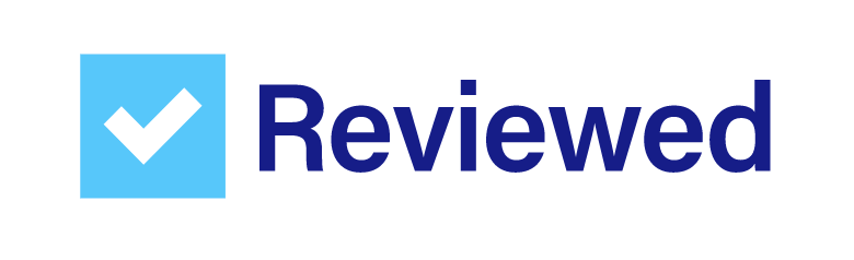 A blue box with a checkmark inside beside the words Reviewed