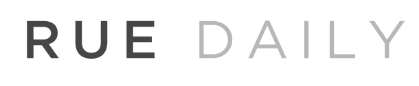 black and grey font that reads Rue Daily