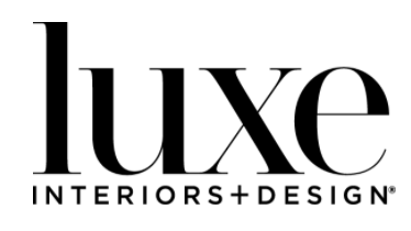 luxe interiors and designs in black serif font