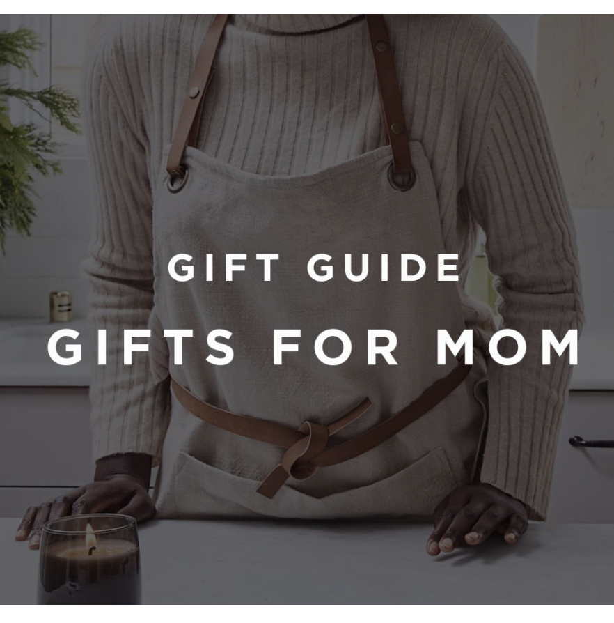 a women in an apron with font that reads Gift Guide Gifts for Mom