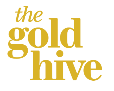 the gold hive written in gold font