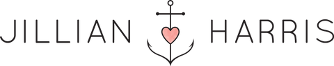 Jillian Harris in black font with an anchor icon with a heart