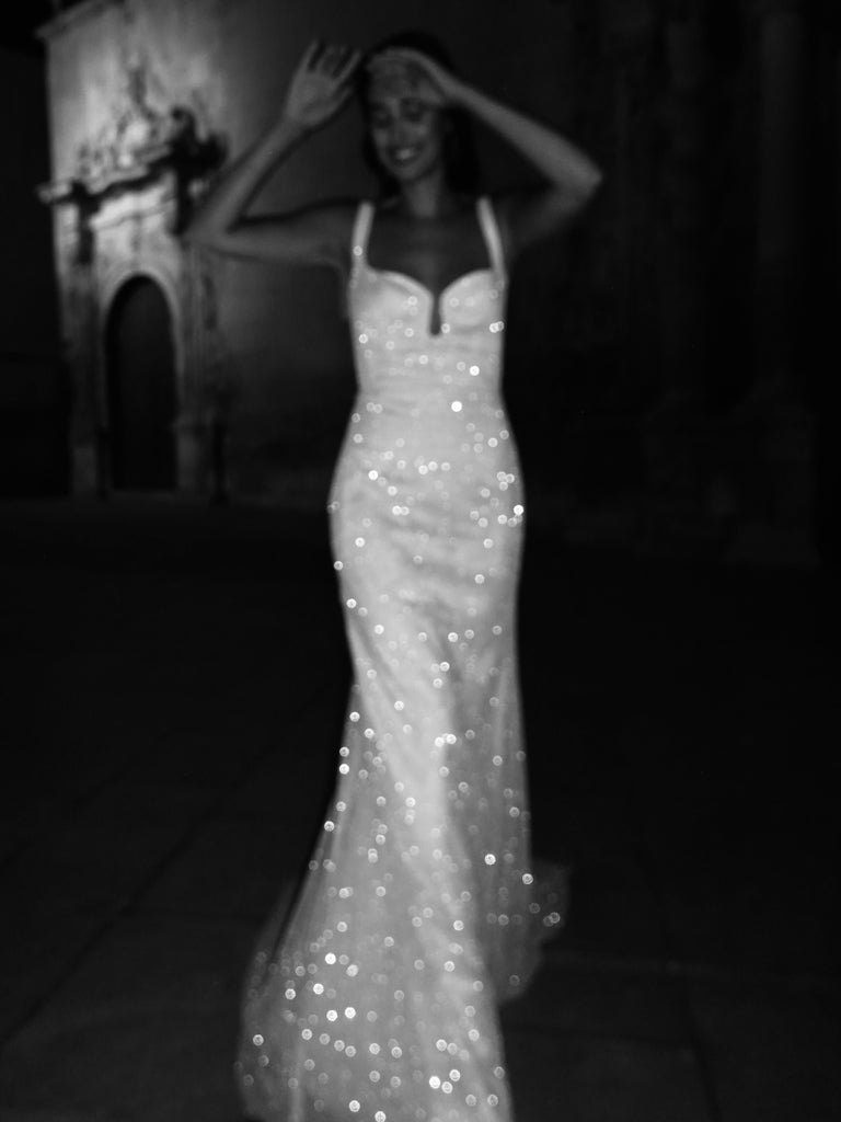 sparkly wedding dress with overskirt