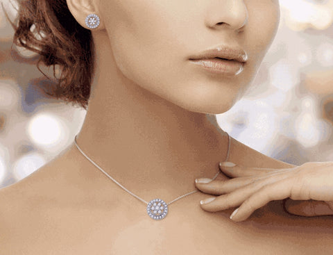 Diamond Pendant and Diamond Earrings