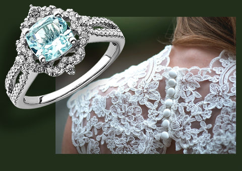 Vintage Aquamarine and Diamond Engagement Ring