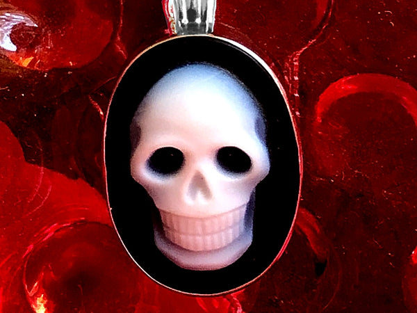 Genuine Black Agate Skull Cameo