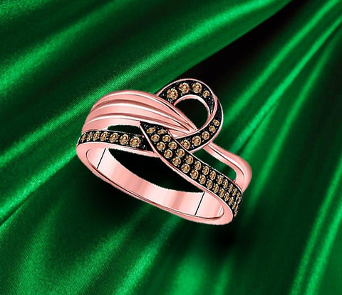 Rose Gold and Brown Diamond Ribbon Ring