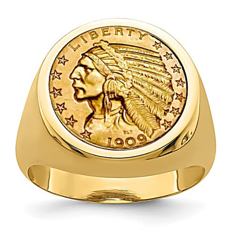 Men's Rare Half Eagle Large Gold Coin Ring, Genuine USA $5.00 Coin, He ...