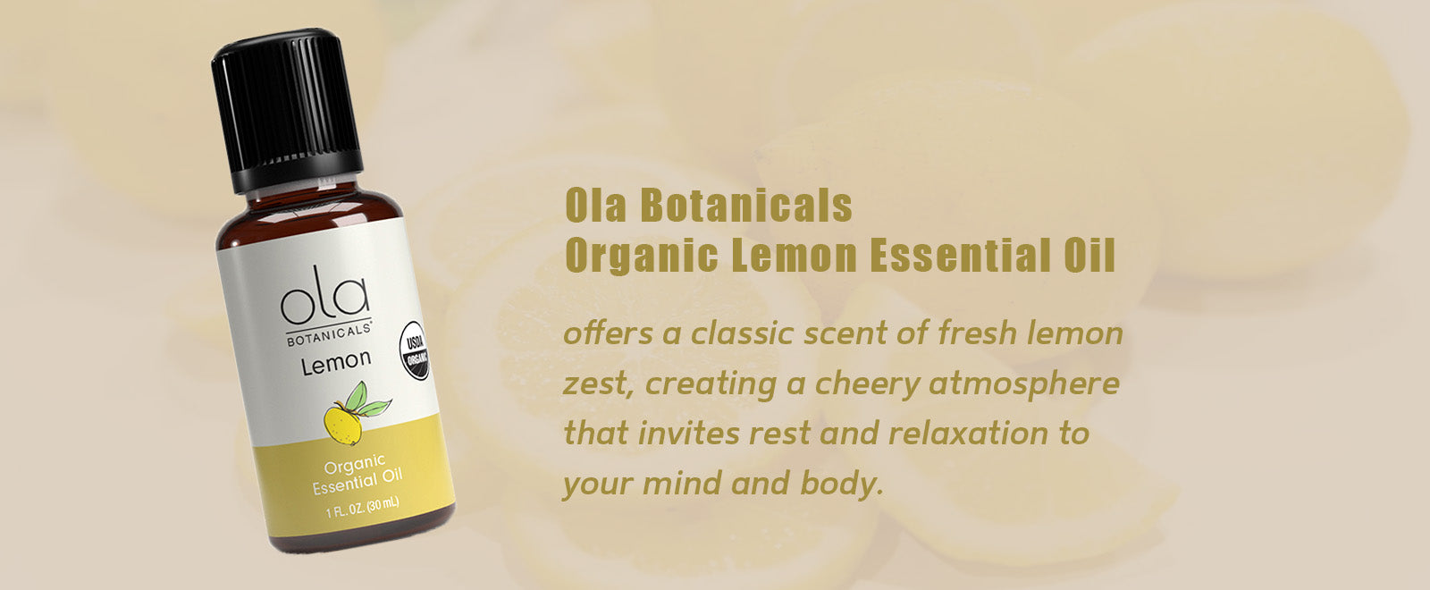 Ola Botanicals Organic Lemon Essential Oil - Brighten Your Day with Ola Botanicals® Organic Lemon Essential Oil: Pure Zest for a Fresh, Uplifting Atmosphere!