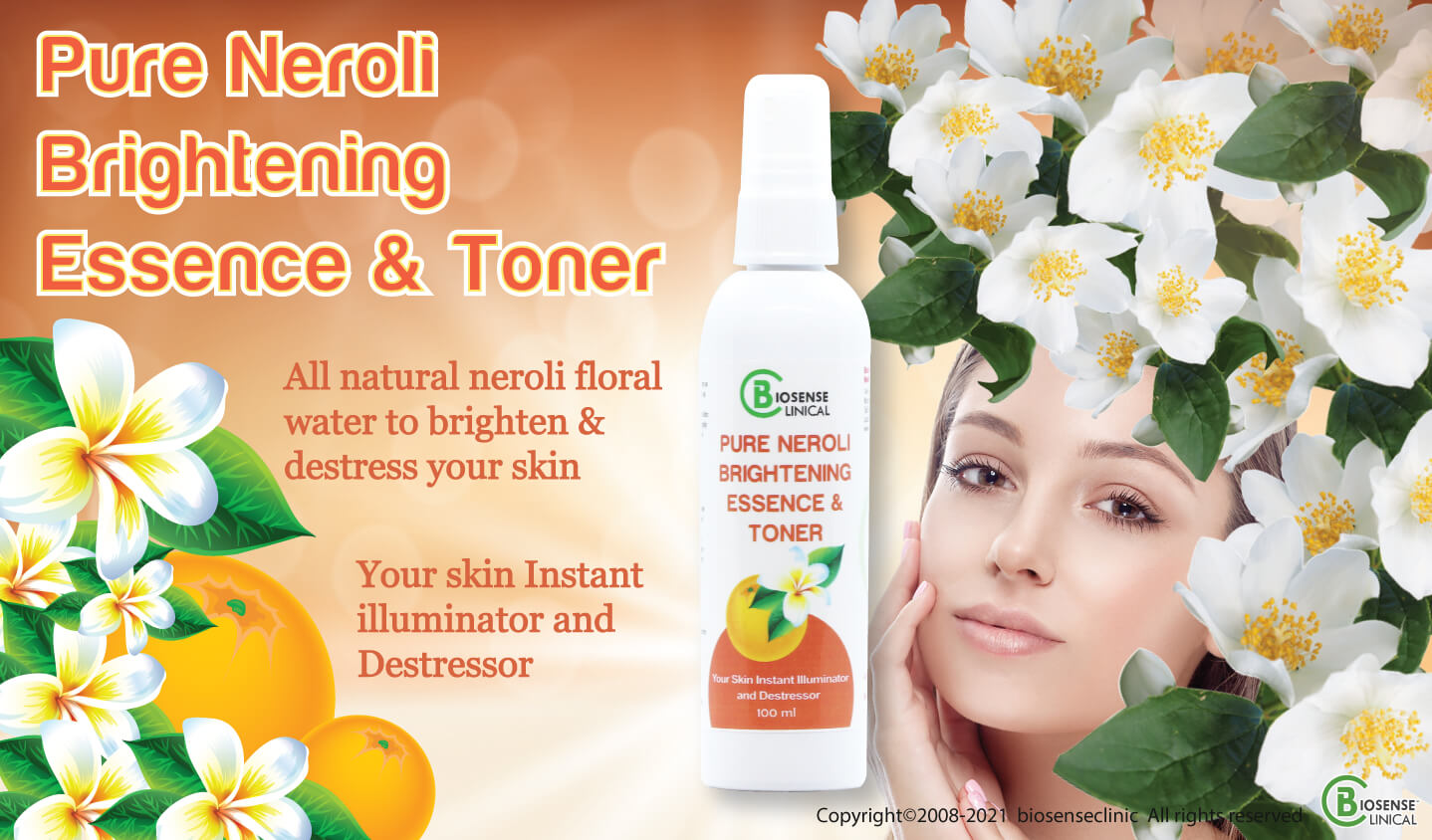 BiosenseClinical Professional Custom Compound Pure Neroli floral Brightening Essence & Toner product banner