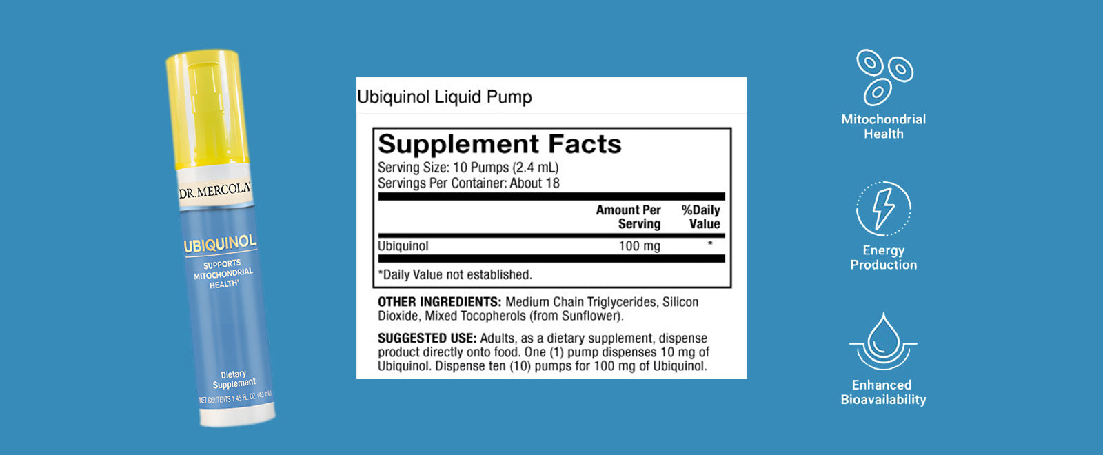 Ubiquinol Liquid Pump - Shop at BiosenseClinic.com -Ubiquinol Liquid Pump: Energize Your Cells, Support Your Vitality!