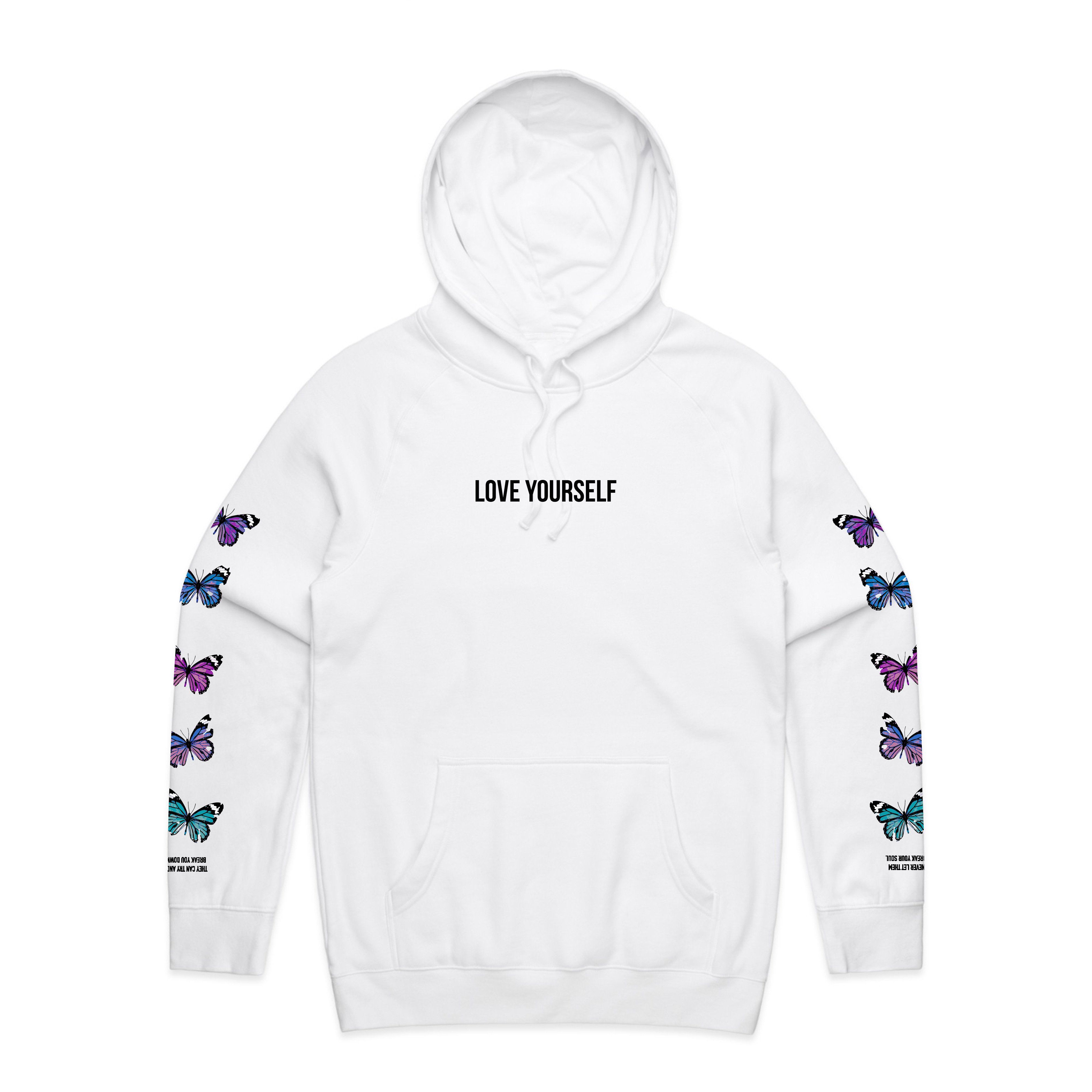 yours truly white butterfly hoodie