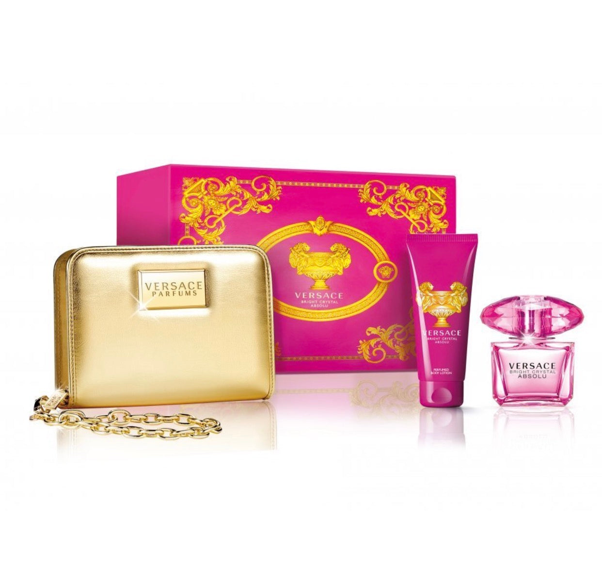 Летуаль версаче. Versace Bright Crystal Absolu. Versace Bright Crystal Absolu набор. Versace Bright Crystal Absolu (l) Set EDP 90ml + EDP 10ml + Yellow Pouch. Versace Absolu.