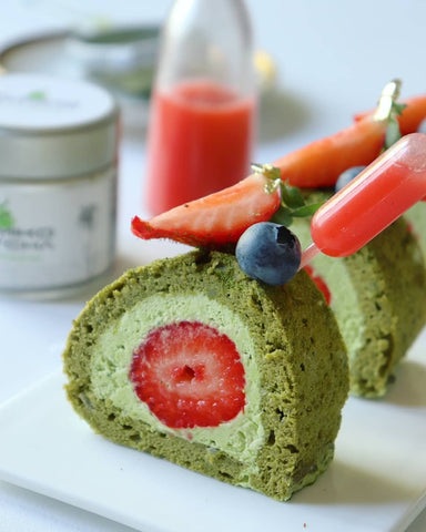 gateau roulé fraise matcha