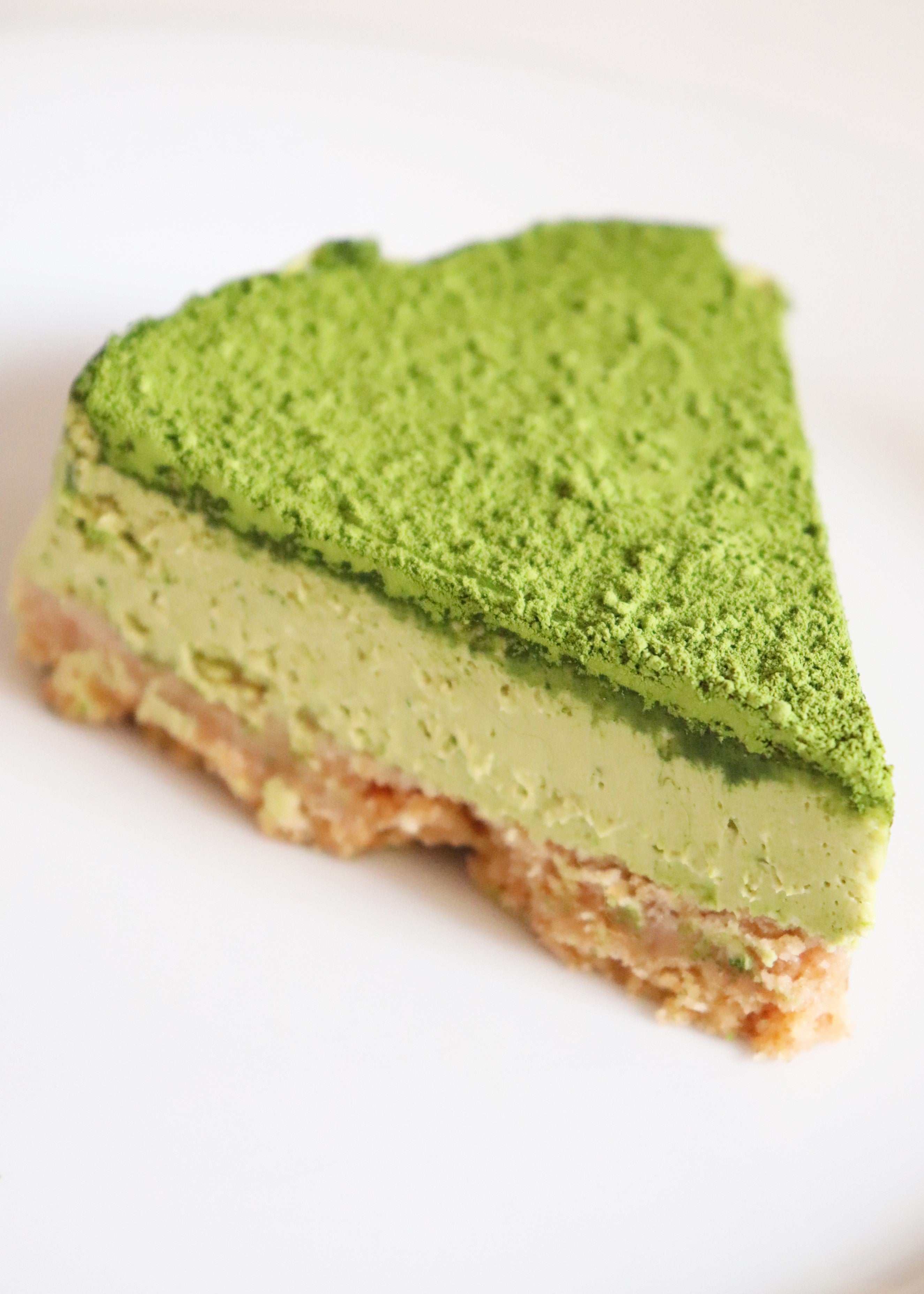 part entière de cheesecake au thé matcha ultra-premium bio