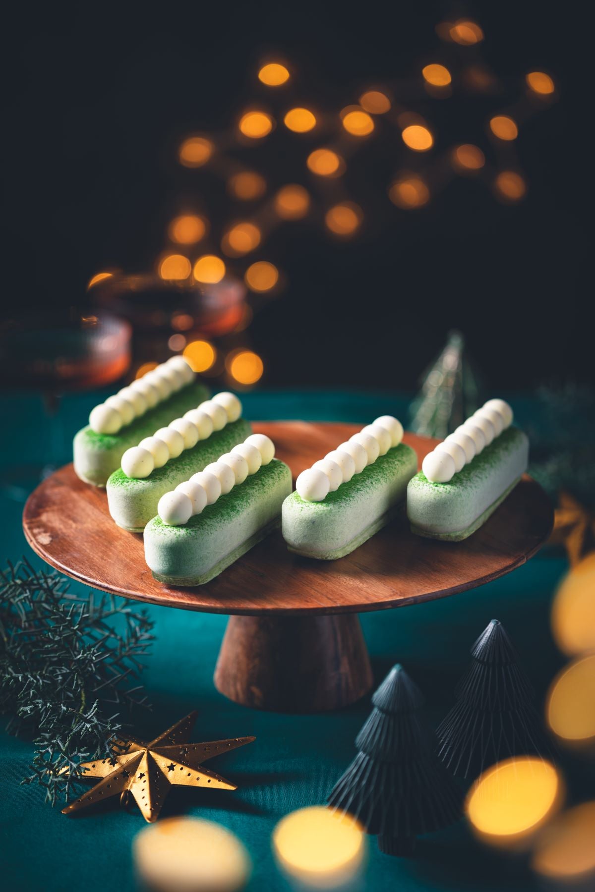 Mini-bûches glacées au thé matcha okumidori et insert mangue passion