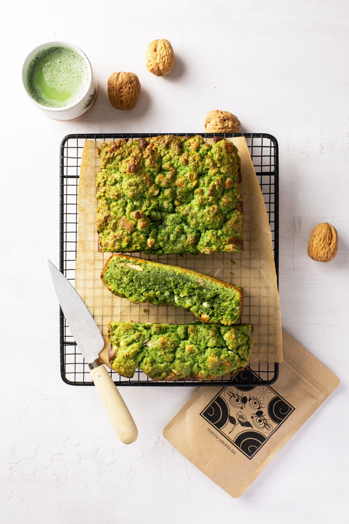 Brookies au thé matcha bio et chocolat blanc