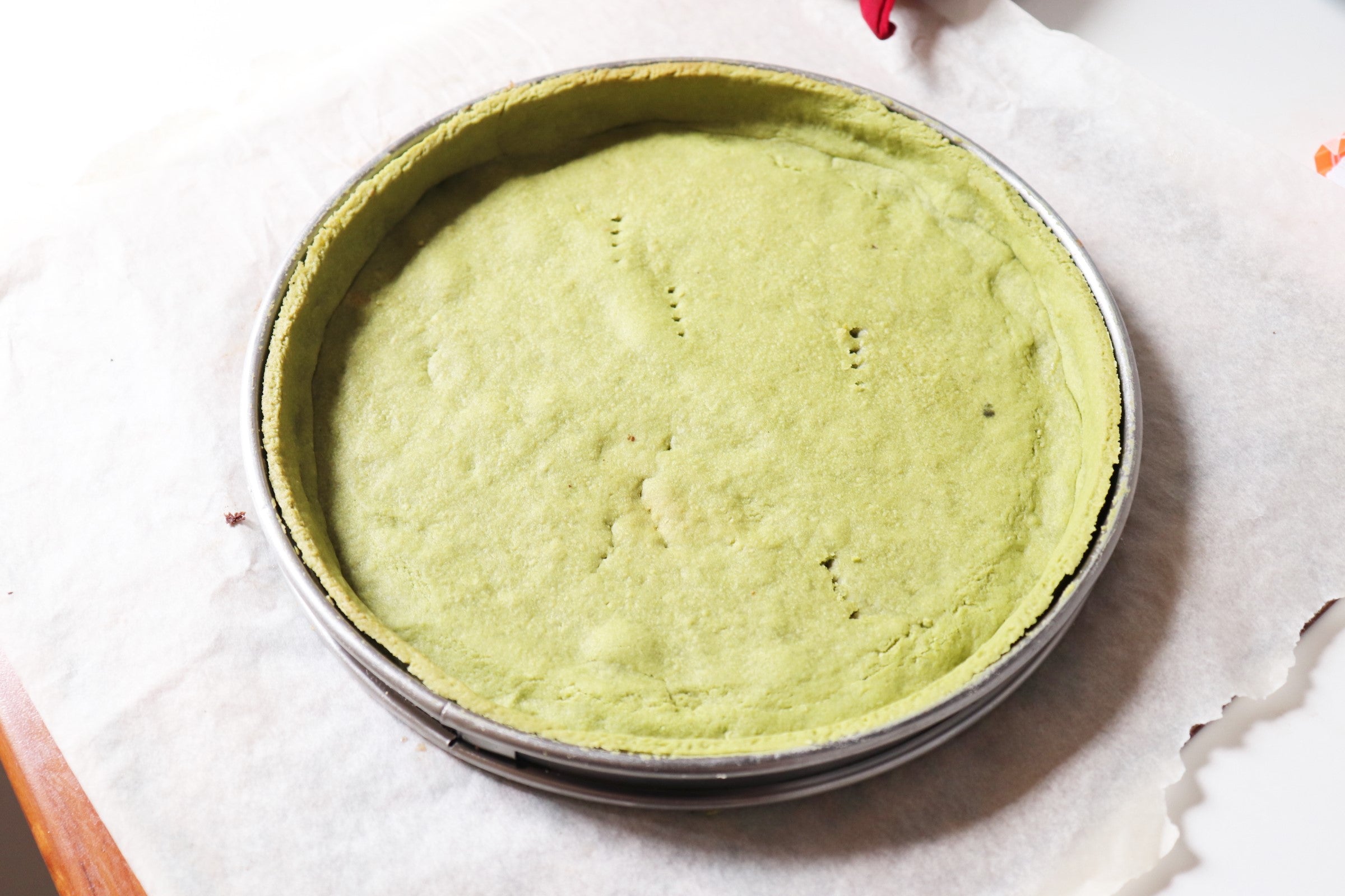 fond de tarte au matcha avant cuisson