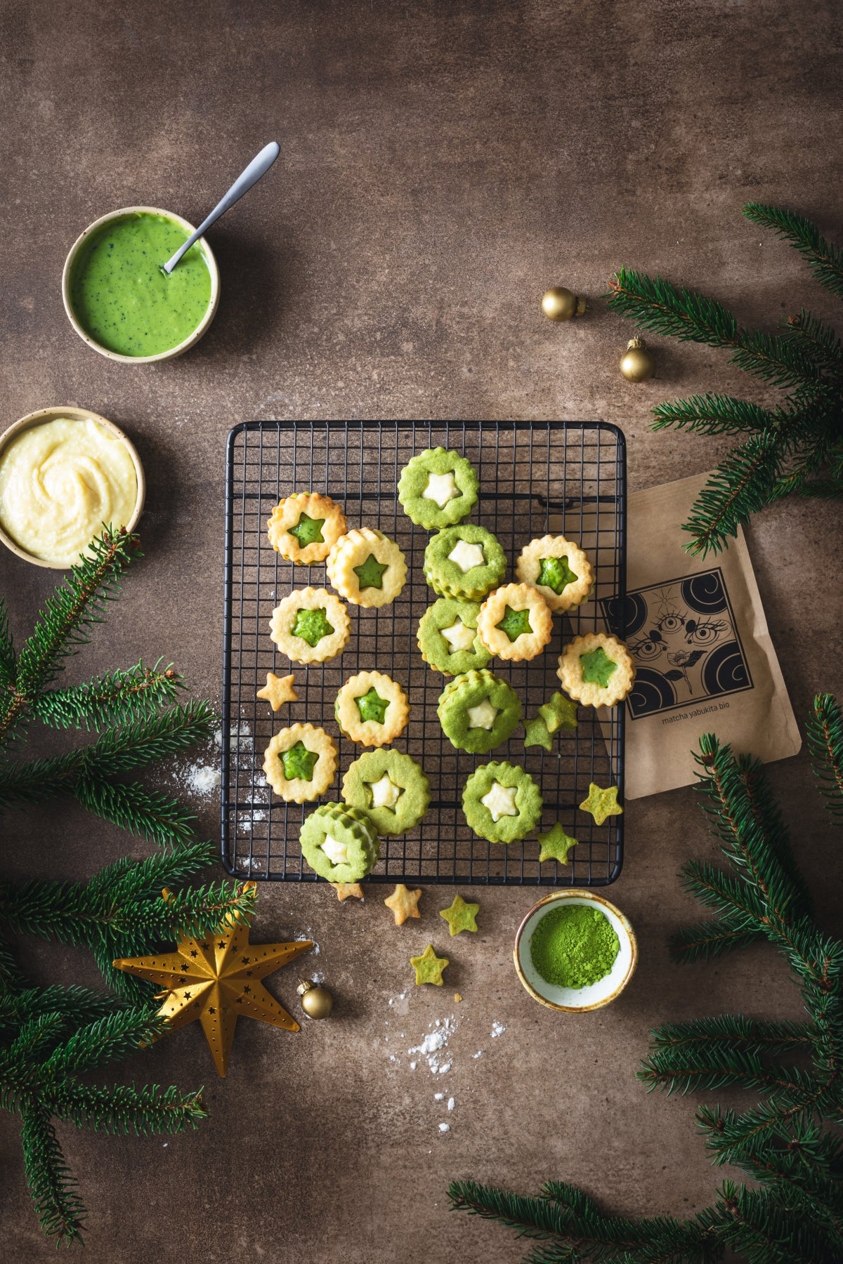 biscuits de Noël au thé matcha Yabukita bio et chocolat blanc