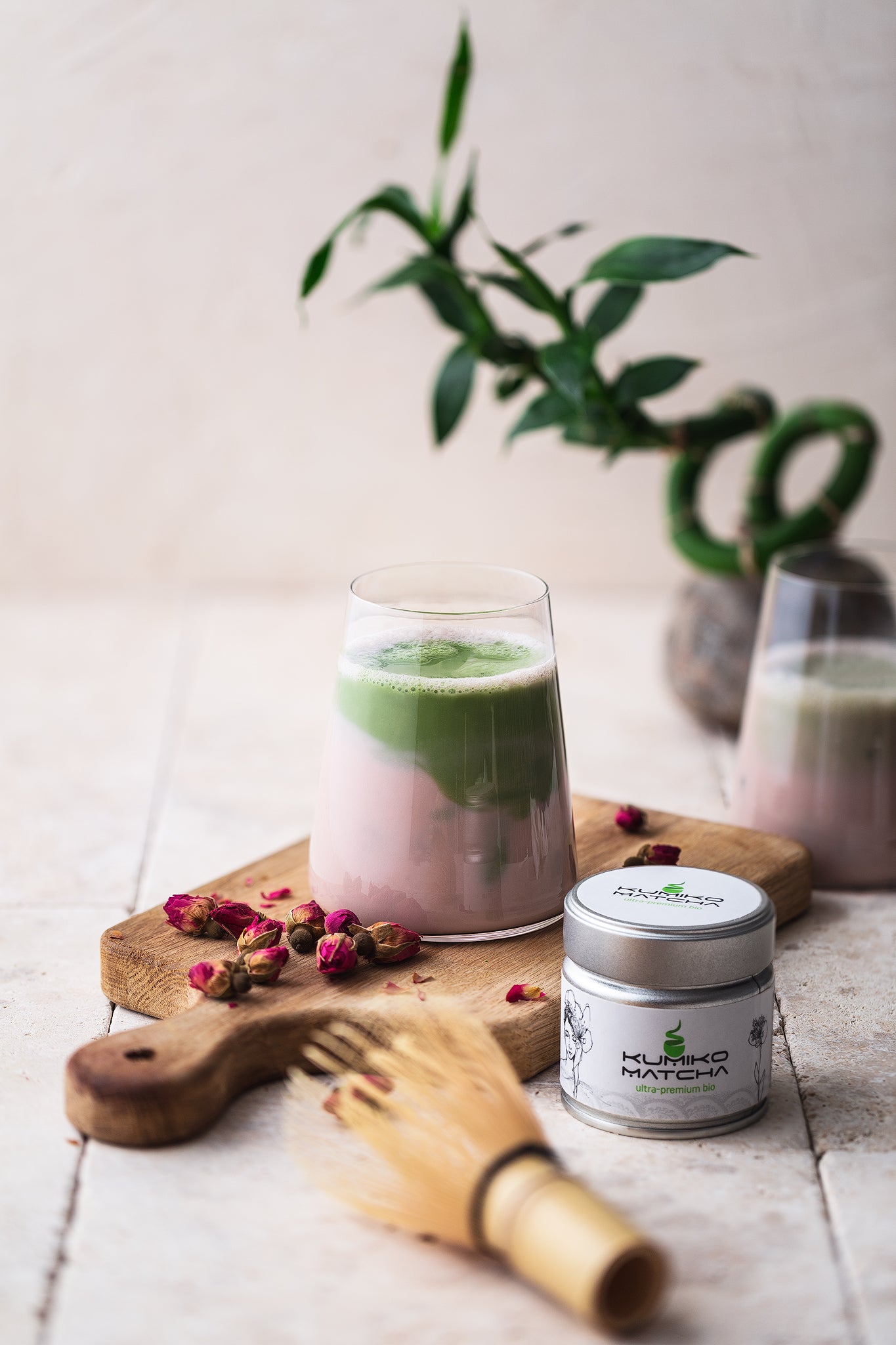 matcha à la rose et ultra premium bio