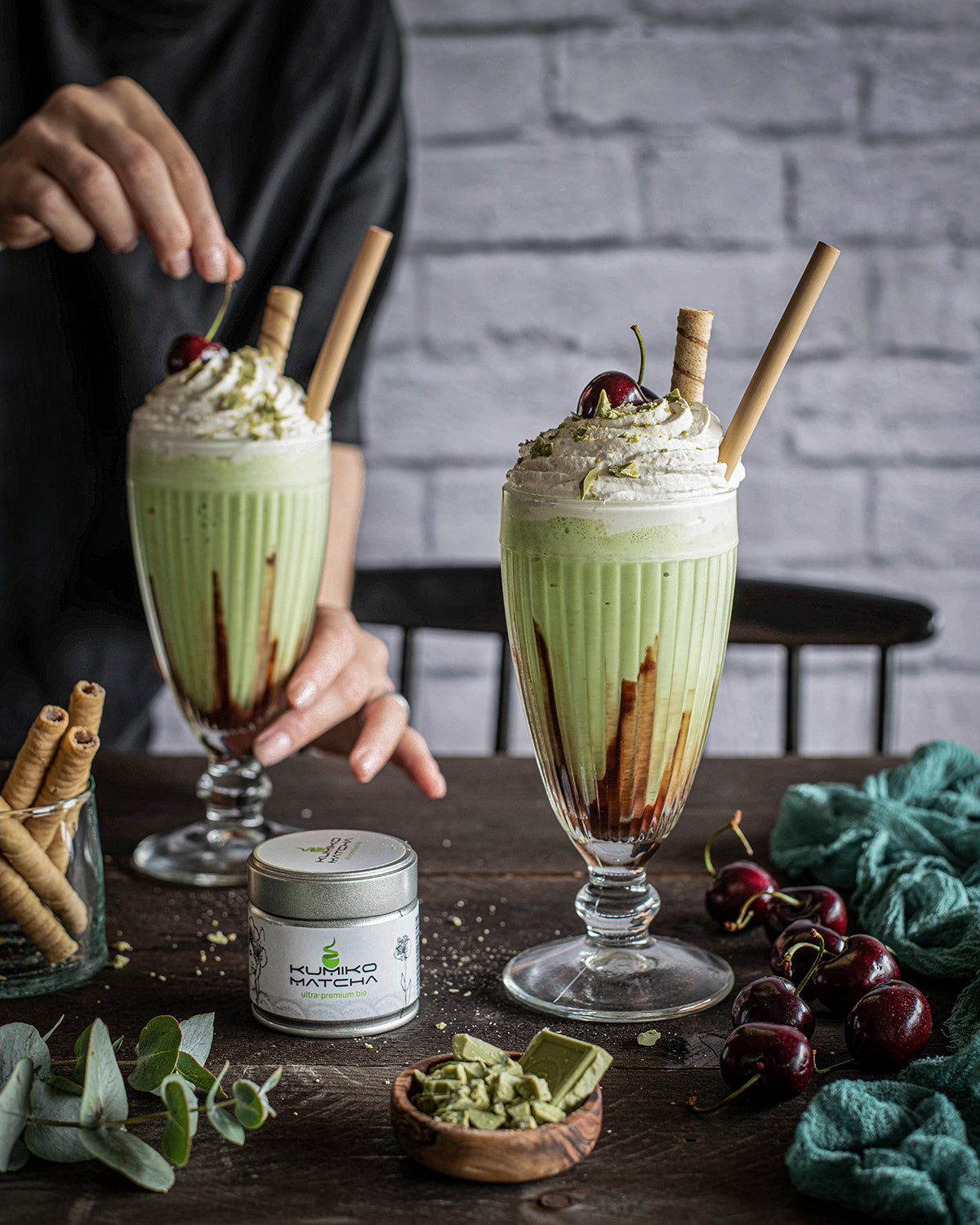 Milkshake vegan au thé matcha bio