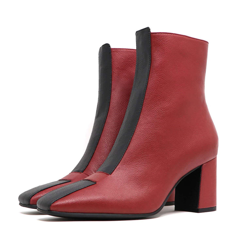 JAYNE scarlet/black vegan apple leather boots | Sylven New York