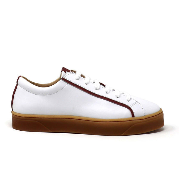 MEL white/scarlet vegan apple leather sneakers - Sylven New York